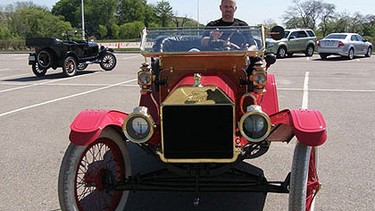 David Booth drives a 1911 Model T Ford, which got approximately the same fuel economy then as cars of today.