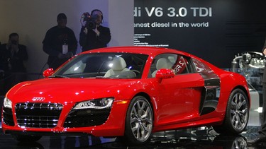 The new Audi R8 5.2 FSI Concept vehicle is unveiled at the 2009 North American International Auto Show (NAIAS).