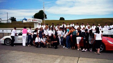 Participants of the Downtown Fine Cars Ladies Advanced Driving School at the Mosport International Raceway in Bowmanville, Ont.