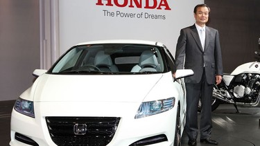 Honda Motor president, Takanobu Ito, introduces the company's new concept car CR-Z Concept car.