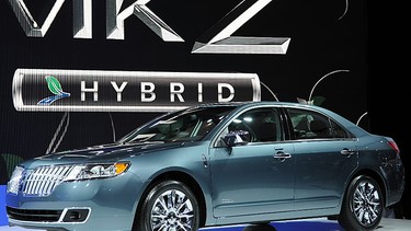 The Lincoln MKZ Hybrid on display at the New York International Auto Show March 31, 2010 in New York.