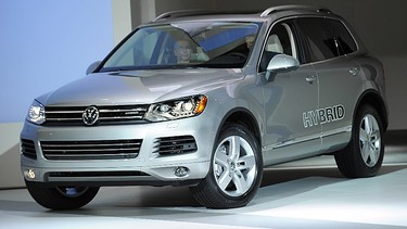 The Volkswagen Touareg Hybrid is introduced at the New York International Auto Show March 31, 2010 in New York.