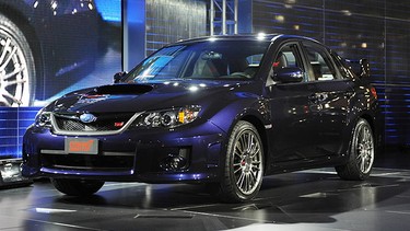 The new Subaru Impreza WRX STI is seen on April 1, 2010 at the New York Auto Show in New York. The auto show runs April 2-11.