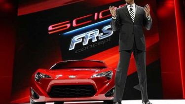 Jack Hollis, VP of Scion, with the Scion FR-S Concept Car during the 2011 New York International Auto Show at the Jacob Javits Convention Center in New York April 20, 2011.