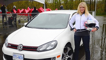 Alexandra Straub gets ready to take the VW GTI onto the Mission track.