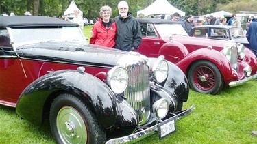 Liz Haan and Bill Holt at Vancouver's All British Field Meet with two of their three extremely rare British-built Lagonda V12 sports cars.