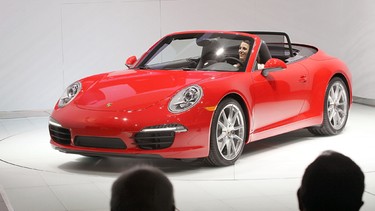 The new Porsche 911 Carrera Cabriolet is introduced during the press preview at the North American International Auto Show