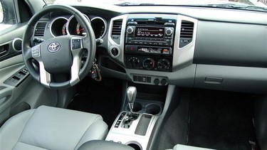 Interior of 2012 Toyota Tacoma V6 Double Cab TRD with leather package.