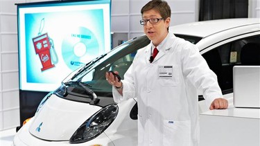 Mitsubishi "Electriphobia" scientist, Keri Zierler, during presentation at Green Living Show.