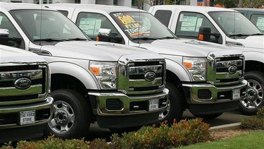 New Ford Super Duty trucks for sale in this file photo.