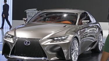 The Lexus LF CC concept car is displayed at the Paris Auto Show.