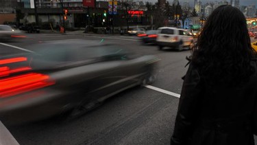 The combination of darkness and precipitation in the fall months makes speeding a dangerous act, especially so at intersections where pedestrians are often present.