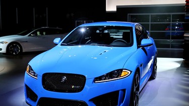 The high performance XFR-S on display at the Jaguar Land Rover stand at the LA Auto Show.