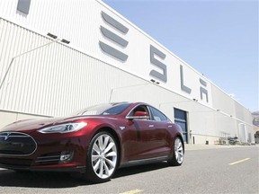 A Tesla Model S outside the Tesla factory in Fremont, Calif.