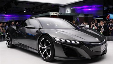 The Acura NSX Concept is shown at media previews for the North American International Auto Show in Detroit.