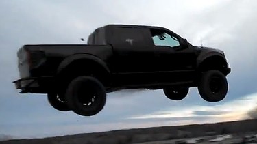 Ford Raptor takes flight.