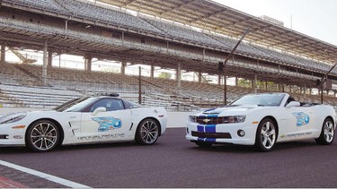 The Corvette and Camaro played big roles in the 2012 Indy 500, the former as the pace car and the latter as a VIP car.