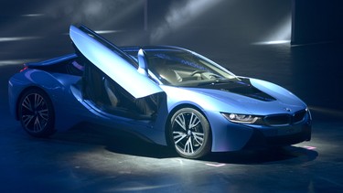 German carmaker BMW new hybrid sports car BMW i8 is displayed during a press conference at the Frankfurt Motor Show