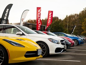 Cars line up during last year's Testfest, organized by the Automobile Journalists Association of Canada.