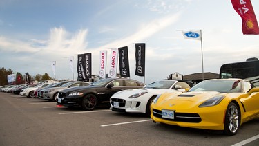 Cars await testing during AJAC's TestFest in 2013.