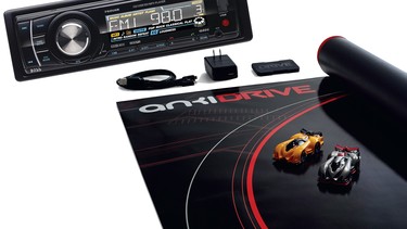 Audio 752UAB stereo system and the Anki Drive remote control race track.