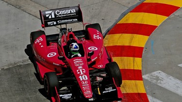 Dario Franchitti of Scotland, driver of the #10 Target Chip Ganassi Racing Honda Dallara drives the IZOD IndyCar Series Shell and Pennzoil Grand Prix Of Houston Race #2 at Reliant Park on October 6, 2013 in Houston, Texas.