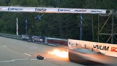 Blazing fast: This twin-turboed Lamborghini Gallardo caught fire at 402 km/h after finishing a mile run.