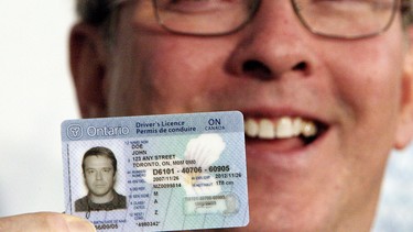 In this file photo, former transport minister Jim Bradley holds a 'secure' Ontario Driver's Licence.