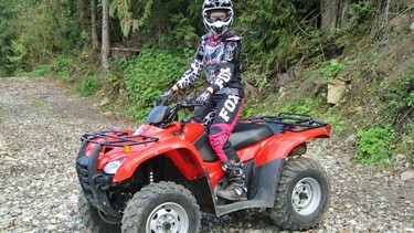 Alexandra Straub on a Honda ATV at the Popkum Motor Park in the Fraser Valley east of Vancouver.