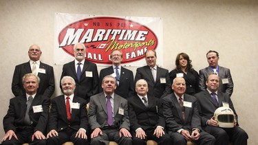 The Maritime Motorsports Hall of Fame 2013 Inductees:

Back Row - Gerald Wheaton, Bob Yuille, Frank McCarthy, Scott Livingston, Samontha Way-Day (daughter of the late Jack Way), Carson Way (son of the late Jack Way).

Front Row - Richard Boyd, Roy Blakney, Steve Henderson, Frank McKenzie, Joe Bolger, Shawn Way holding his father, the late Jack Way's, helmet.