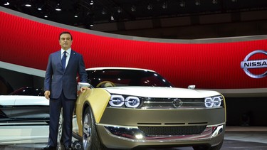 Nissan’s CEO Carlos Ghosn unveils the IDx Freeflow in Tokyo.