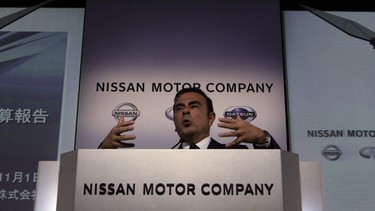 Nissan president and CEO Carlos Ghosn answers a reporter's question during a press conference to announce the company's financial results at the Nissan head office in Yokohama, near Tokyo, last week.