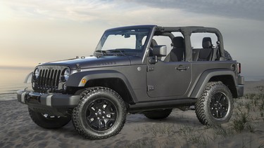 The Wrangler Willys Wheeler Edition come standard with a Dana 44 rear axle, a locking rear differential and Chrysler's 3.6-litre Pentastar V6.