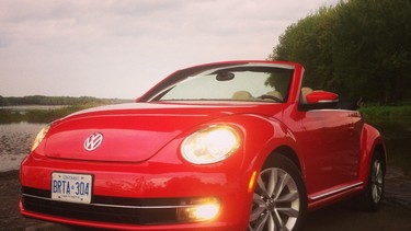 The eye-catching Tornado Red 2013 Volkswagen Beetle Cabriolet, with its 2.5-litre, 170-horsepower efficient engine and six-speed automatic DSG transmission, is a fun vehicle for everyone.