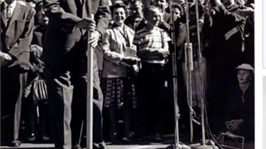 Prime Minister John Diefenbaker tamps down the last patch of asphalt during the official opening of the Trans-Canada Highway at Rogers Pass on September 3, 1962.