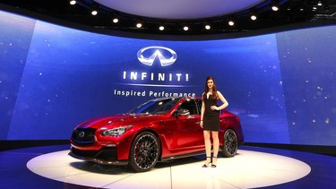 The Infiniti Q50 is shown at media previews at the North American International Auto Show in Detroit.