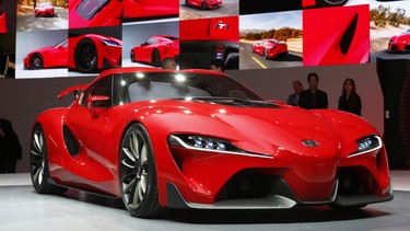 The Toyota FT-1 concept is unveiled during media previews during the North American International Auto Show in Detroit, Monday, Jan. 13, 2014.