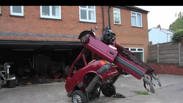 Artist Hetian Patel converted this Ford Fiesta into a Transformer with his father.