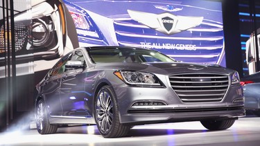 DETROIT, MI - JANUARY 13:  Hyundai introduces 2015 Genesis at the North American International Auto Show (NAIAS) on January 13, 2014 in Detroit, Michigan. The auto show opens to the public January 18-26.  (Photo by Scott Olson/Getty Images)