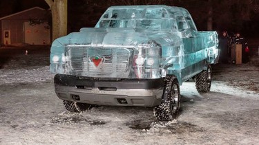 This truck is made out of ice and actually runs.