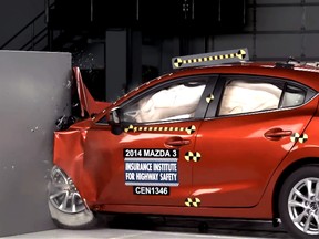 The Mazda3 is among the three compact cars to earn the Top Safety Pick+ award from the IIHS.