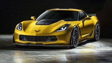 The 2015 Corvette Z06 gets the requisite aerodynamic tweaks, like a carbon fibre front lip.