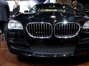 A BMW 2015 740Ld xDrive Sedan is displayed during the media preview of the Chicago Auto Show.