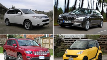 The Mitsubishi Outlander, BMW 7 Series, Jeep Compass and Smart fortwo cannot be recommended by Consumer Reports.