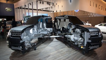 Cutaway of the 2014 Range Rover Sport at the 2014 Canadian International Auto Show.