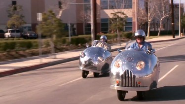 Jay Leno has a laugh as he rides the DecoPod.