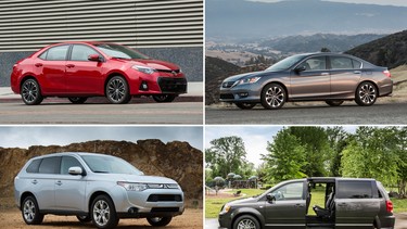 Kelley Blue Book says the Toyota Corolla, Honda Accord, Mitsubishi Outlander and the Dodge Caravan are among the 22 cars, trucks and SUVs that will be gentle to your wallet over the next five years.