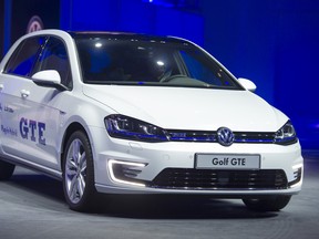 The new Volkswagen Golf GTE is presented as a world premiere during the Volkswagen Group preview ahead of the opening day of the 84th International Motor Show which will showcase novelties of the car industry on March 3, 2014 in Geneva, Switzerland.
