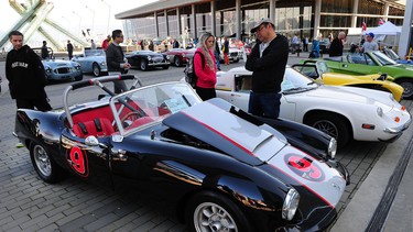 Jack Poole Plaza comes to life in a display of glorious British-built classic saloons and sports cars from the 1950s and ’60s during last year’s auto show.