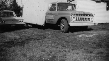 The Mercury one-ton pickup truck that Garrys father, Lee Sowerby, used to rescue Garry one cold night long ago when Garry and his date got stuck on an icy backroad.